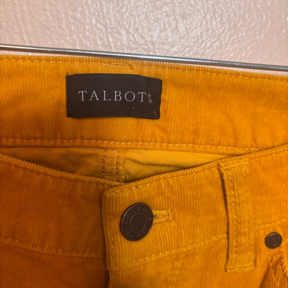 Talbots Women's Straight Leg Corduroy Pants Button Zipper Mustard Yellow Size 2 - Picture 4 of 9